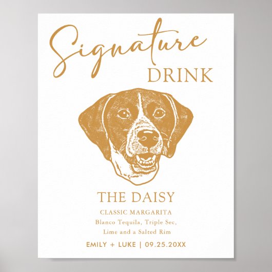 Pointer Dog Personalisierte Hochzeitstitel Drink Poster (Vorne)