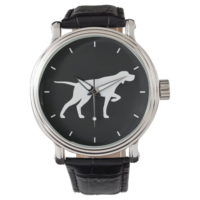 Pointer Dog Silhouette Wristwatch Armbanduhr (Vorderseite)