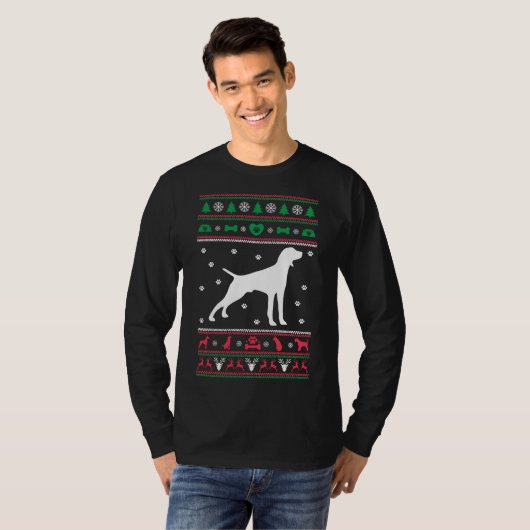 Pointer Dog Ugly Sweater Christmas T-Shirt (Vorne ganz)