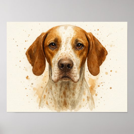 Pointer Dog Watercolor Portrait Poster (Vorne)