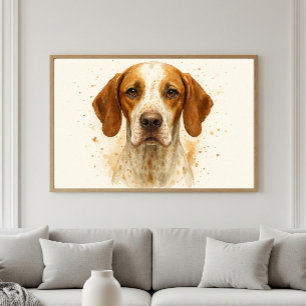 Pointer Dog Watercolor Portrait Poster