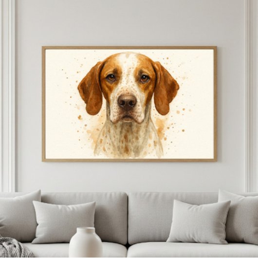 Pointer Dog Watercolor Portrait Poster