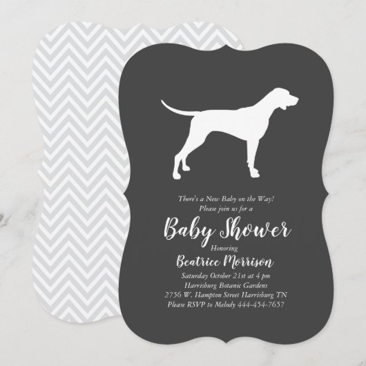 Pointer Hund Babydusche neutral Einladung (Vorne/Hinten)