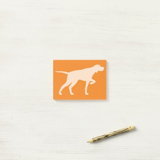 Pointer Hund Silhouette Zeigen Post-it Klebezettel (Auf Schreibtisch)