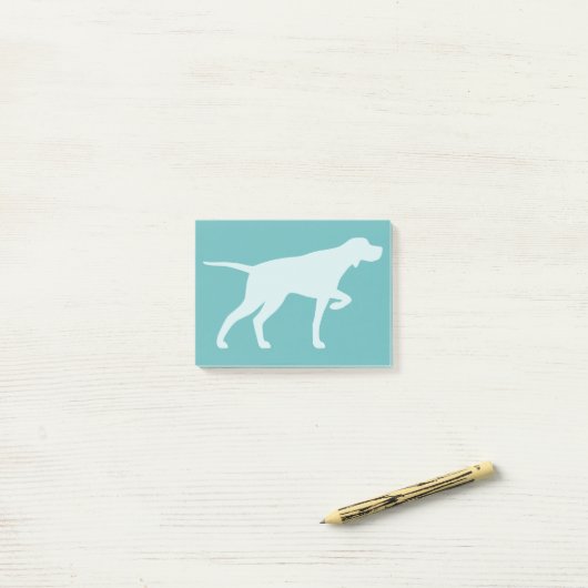Pointer Hund Silhouette Zeigen Post-it Klebezettel (Auf Schreibtisch)