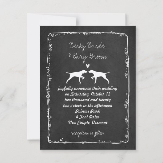 Pointer-Hund-Silhouetten Hochzeit Einladung (Vorderseite)