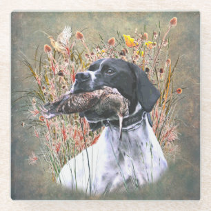 Pointer, Jägerin, Coaster für Holzcock Glasuntersetzer