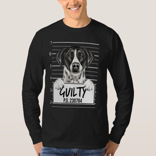 Pointer Mugshot Guilty Dog T-Shirt (Vorderseite)