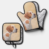 Pointer Painting English Niedlich Original Pet Dog Ofenhandschuh & Topflappen-Set (Vorderseite/Rückseite)