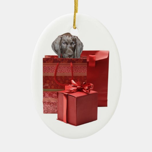 Pointer Puppy Christmas Geschenk Keramik Ornament (Vorne)