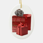 Pointer Puppy Christmas Geschenk Keramik Ornament (Hinten)