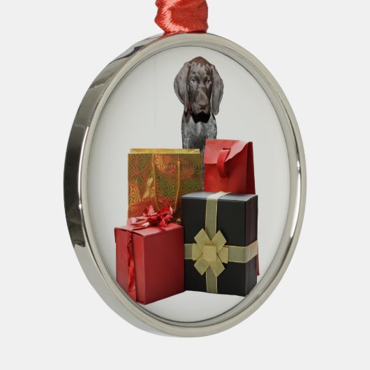 Pointer Puppy Christmas Geschenke Silbernes Ornament (Rechts)
