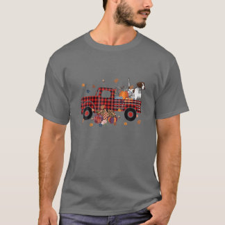 Pointer Riding Truck Pumpkin Autumn Leaves Fall T-Shirt