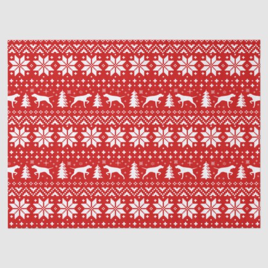 Pointer Silhouette Weihnachtsmuster Rot Seidenpapier (Vorderseite)