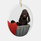 Pointer Sister in einem Korb Keramik Ornament (Rechts)