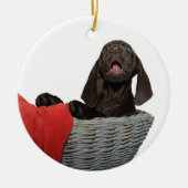 Pointer Sister in einem Korb Keramik Ornament (Vorne)