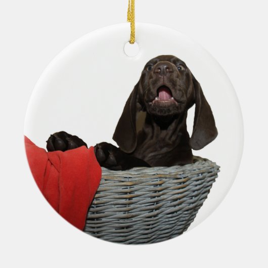 Pointer Sister in einem Korb Keramik Ornament (Hinten)