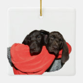 Pointer Sisters in einem Korb Keramikornament (Rückseite)