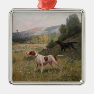 Pointer und Gordon Setter scheuchen Vogel Ornament