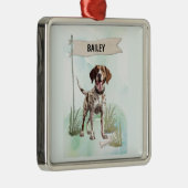 Pointer-Wasserfarbe Personalisierter Hund Ornament Aus Metall (Rechts)