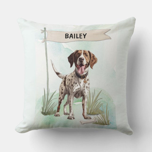 Pointer Watercolor Personalized Dog Kissen (Vorderseite)