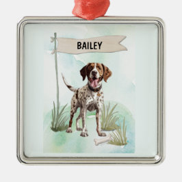 Pointer Watercolor Personalized Dog Ornament Aus Metall
