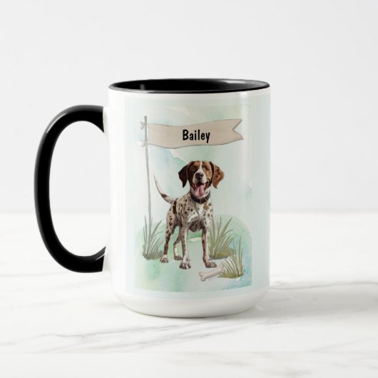 Pointer Watercolor Personalized Dog Tasse (Links)