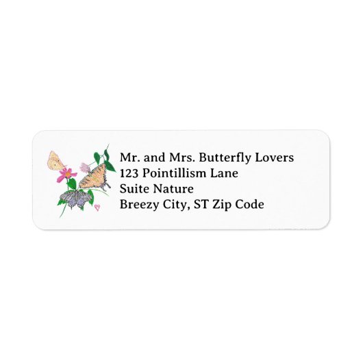 Pointillism Butterflies Address Labels (Vorne)