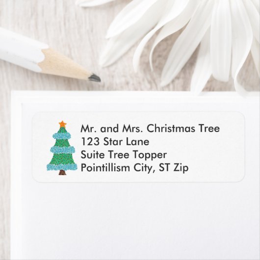 Pointillism Christmas Tree Star Address Labels (Insitu)