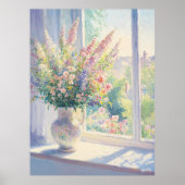 Pointillism Florale Art mit Sonnenlicht Aussicht a Poster (Vorne)