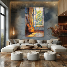 Pointillism Gitarre von Sunlit Window - Lebhaft Poster