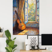 Pointillism Gitarre von Sunlit Window - Lebhaft Poster (Heimbüro)