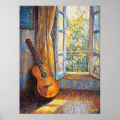 Pointillism Gitarre von Sunlit Window - Lebhaft Poster (Vorne)