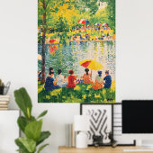 Pointillism Park Szene mit lebhaften Sommerfarben Poster (Heimbüro)