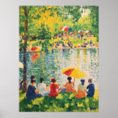 Pointillism Park Szene mit lebhaften Sommerfarben Poster (Vorne)
