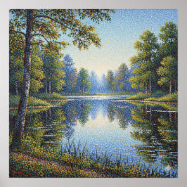 Pointillism Seenlandschaft Poster