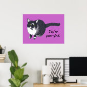 Pointillism Tuxedo Katze Ihre Nachricht Poster (Heimbüro)