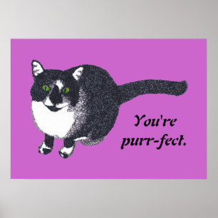 Pointillism Tuxedo Katze Ihre Nachricht Poster