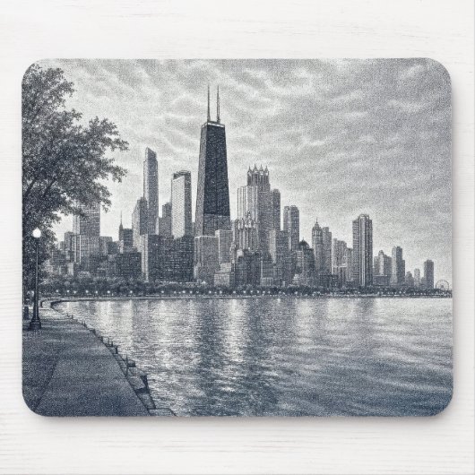 Pointillismus Chicago Skyline Mousepad (Vorne)