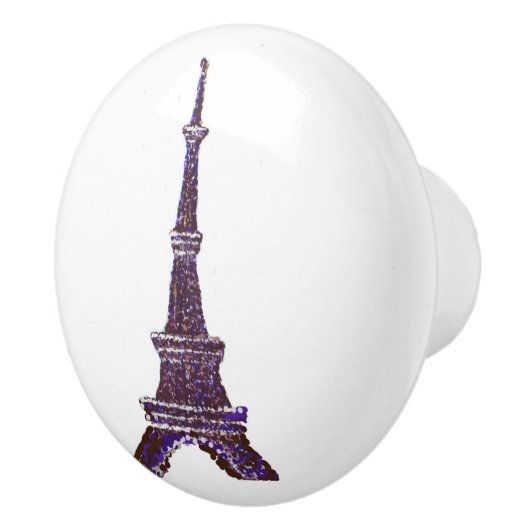 Pointillismus Eiffelturm Keramik Schubknöpfe Keramikknauf (Rechts)