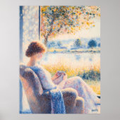 Pointillismus Frauen nach Fenster mit Sonnenlicht- Poster (Vorne)