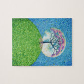 Pointillismus Frühlingsbaum Originelle Kunst Puzzle (Horizontal)