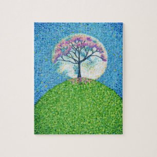 Pointillismus Frühlingsbaum Originelle Kunst Puzzle