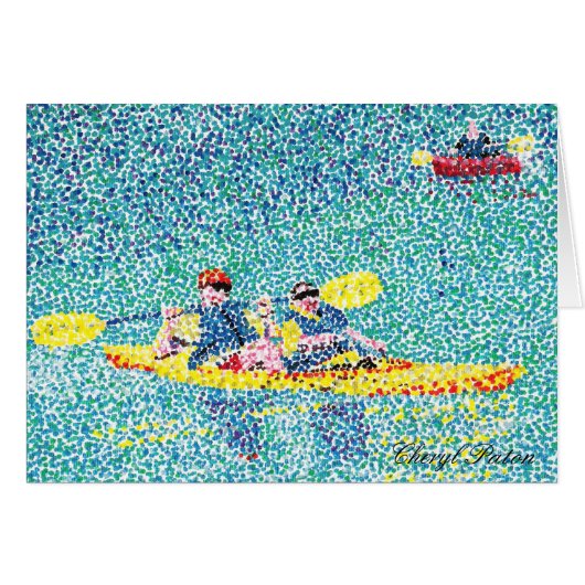 Pointillismus Kajakszene Malerei, Karten (Vorderseite (Horizontal))