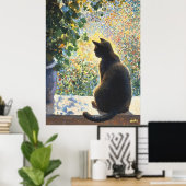 Pointillismus Katze auf Windows, Sonnenlicht Poster (Heimbüro)