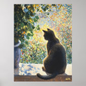 Pointillismus Katze auf Windows, Sonnenlicht Poster (Vorne)