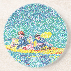 Pointillismus Kayak-Szene-Malerei, Untersetzer