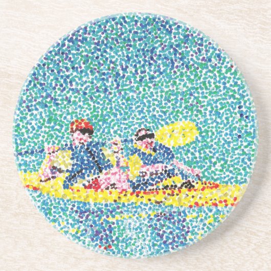 Pointillismus Kayak-Szene-Malerei, Untersetzer (Vorne)