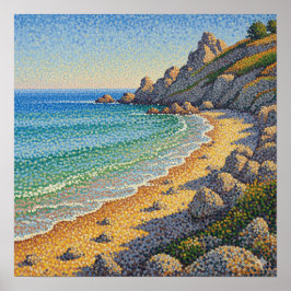 Pointillismus Küstenlandschaft Poster