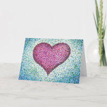 Pointillismus Rosa Herz Grußkarte